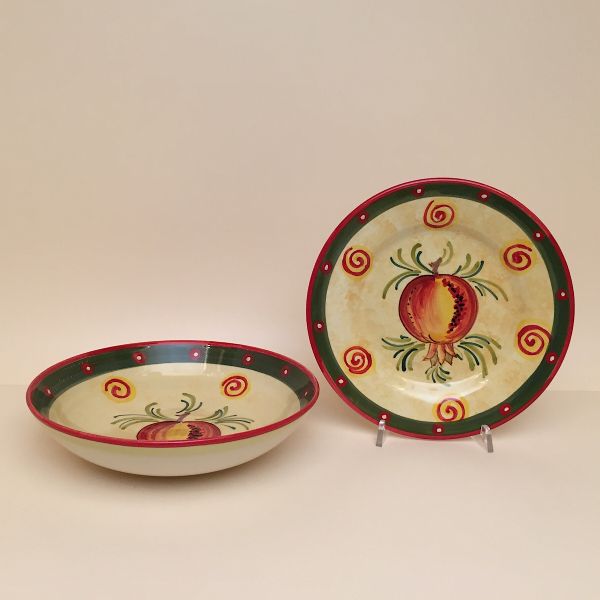 SET OF PASTA-SOUP BOWLS, CM.22 DIAMETER, CM.5H.DESIGN: MELAGRANA (POMEGRANATE)